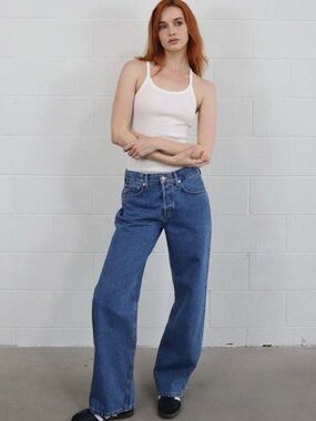 Ética Stanton Loose Wide Leg Jeans Salina Size 27 Blue Denim $198